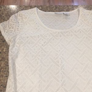 Kim Rogers white lace Blouse. Petite medium